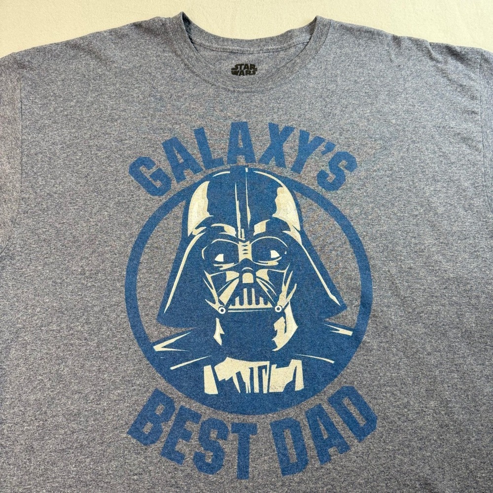 Star Wars T-Shirt Mens 2XL Grey Galaxys Best Dad Darth Vader Graphic Merch Geeky